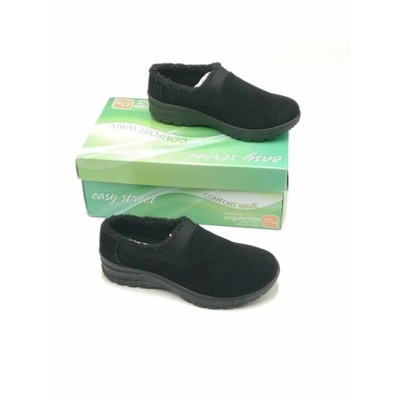 Easy Street Duluth Faux Fur Comfort Mules Black Women's US 7.5M - Picture 1 of 8